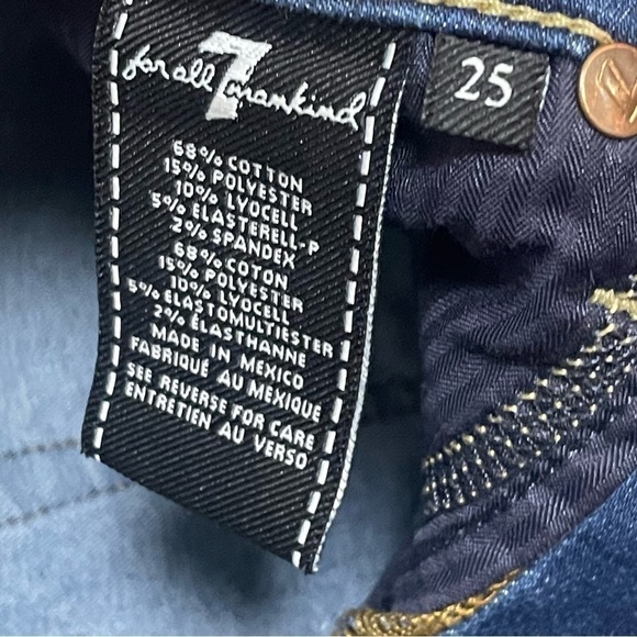 7 For All Mankind Womens The Ankle Skinny Dark Wash Raw Chewed Hem Size 25 - Picture 6 of 12
